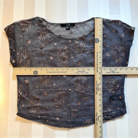 Forever 21 XXI Sheer Glitter Mesh Top - Size Small - Picture 8 of 11